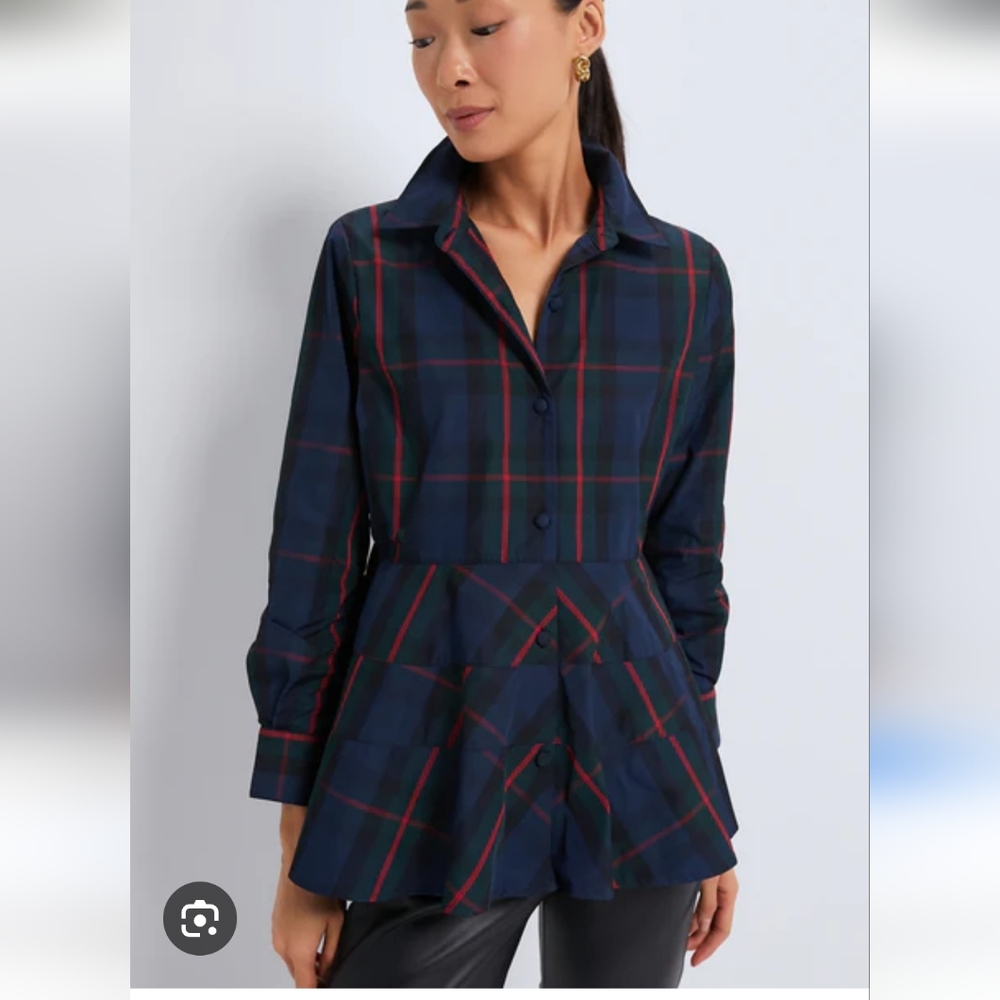 Pomander Place Navy Plaid Button Down Shirt